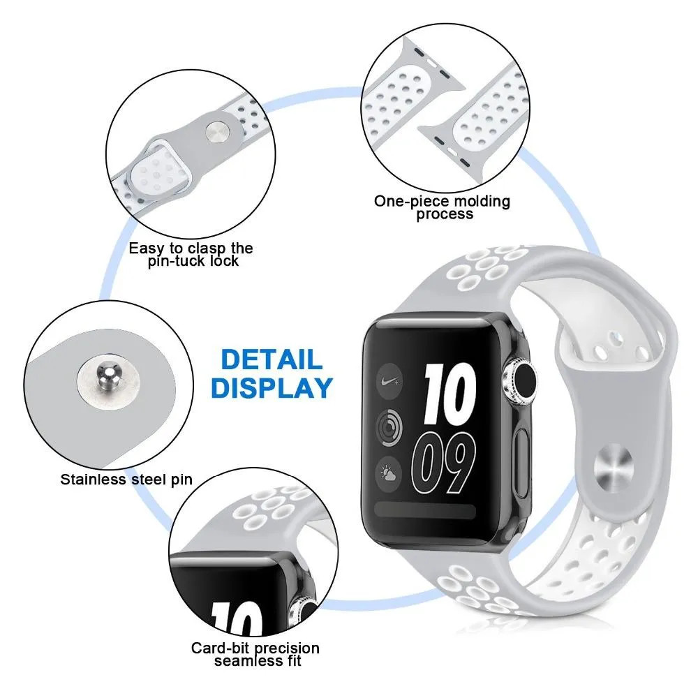 Dây đeo silicon dạng lỗ cho Apple Watch 38mm / 40mm hiệu Kakapi