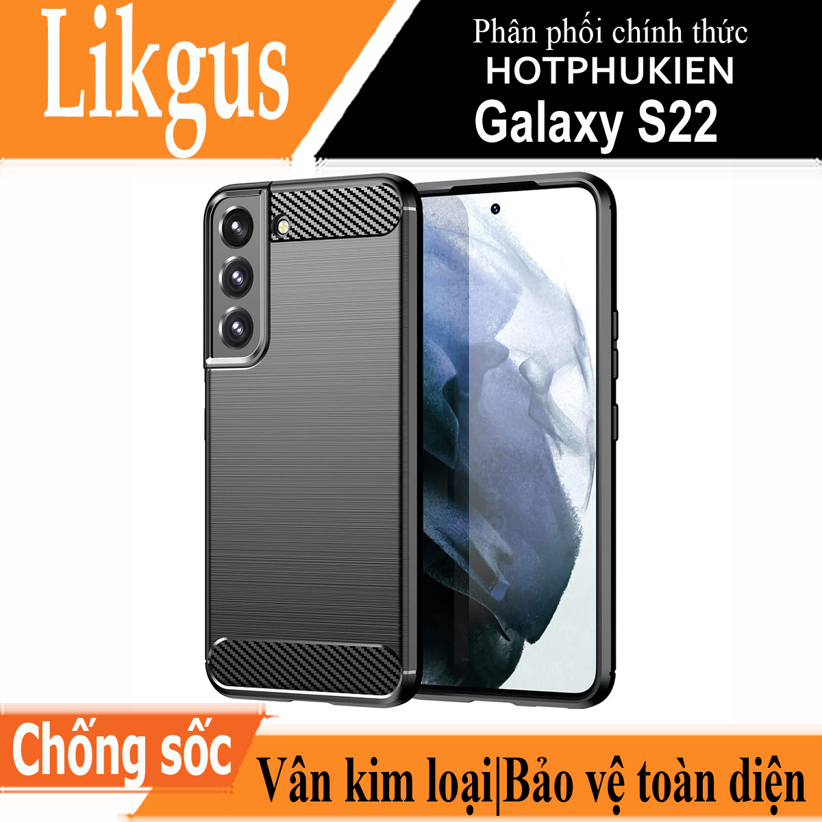 Ốp lưng chống sốc vân kim loại cho Samsung Galaxy S22 hiệu Likgus