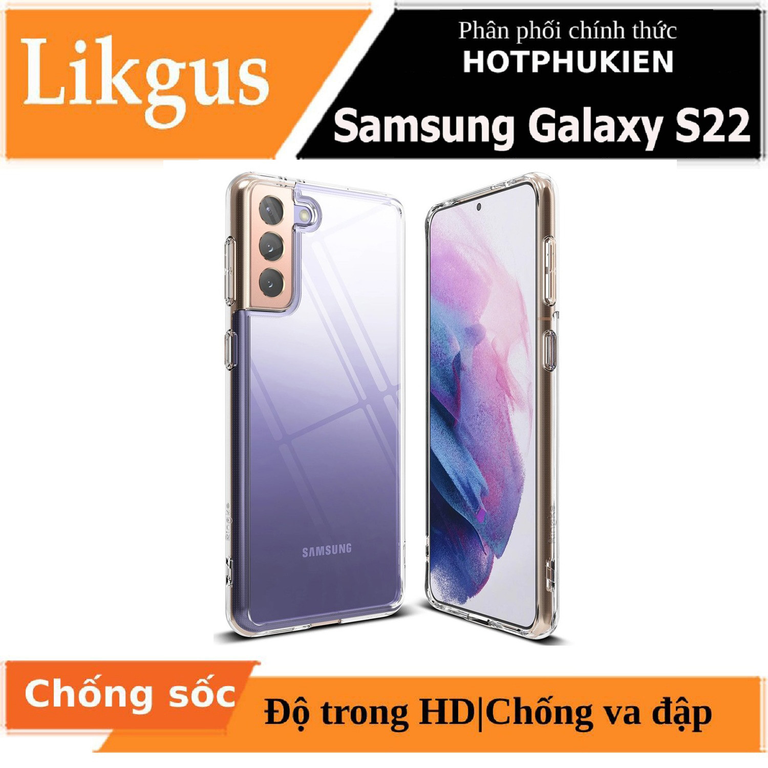 Ốp lưng chống sốc trong suốt cho Samsung Galaxy S22 hiệu Likgus Crashproof