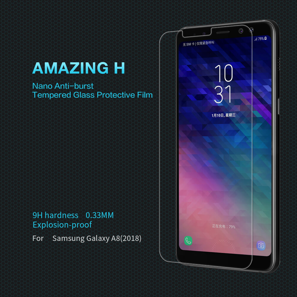Miếng dán kính cường lực 9H cho Samsung Galaxy A8 2018 - A8 Plus 2018 hiệu Nillkin