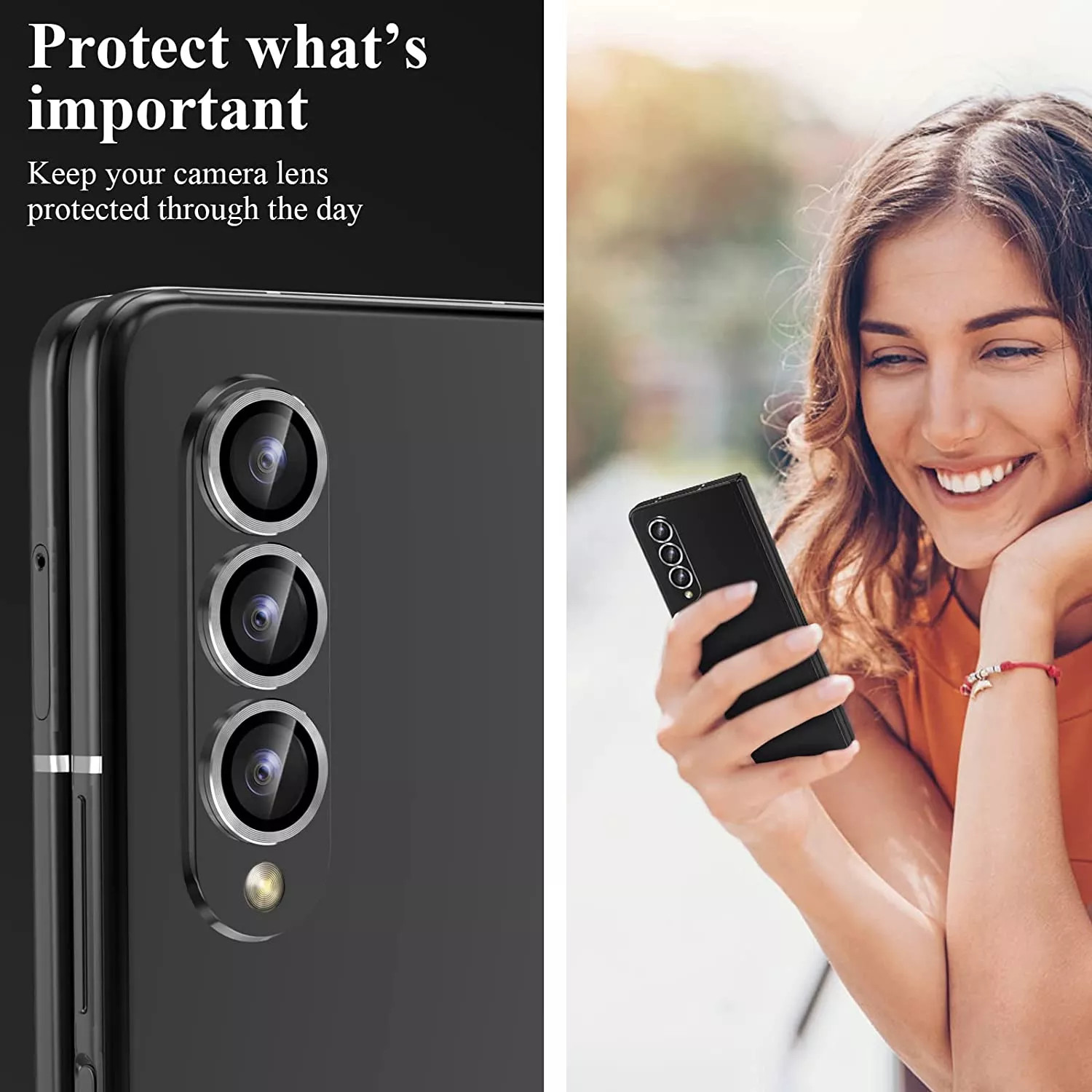Bộ miếng dán kính cường lực bảo vệ Camera cho Samsung Galaxy Z Fold 4 hiệu Kuzoom Protective Lens