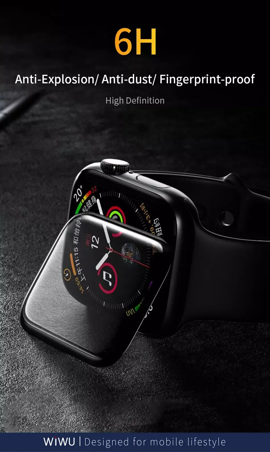 Bộ 2 miếng dán màn hình kính cường lực Full 3D cho Apple Watch 38mm hiệu WIWU iVista