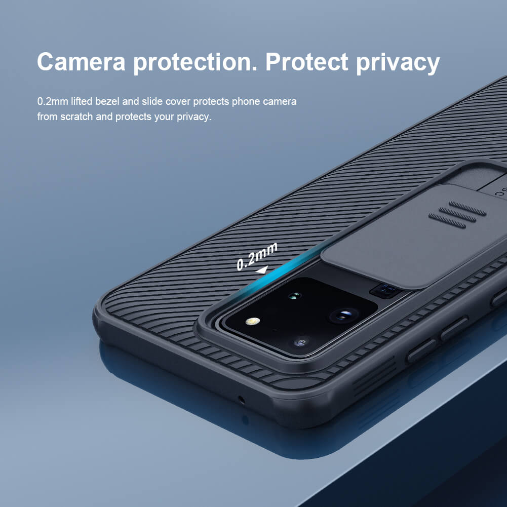 Ốp lưng chống sốc trang bị nắp bảo vệ Camera cho Samsung Galaxy S20 Ultra hiệu Nillkin Camshield