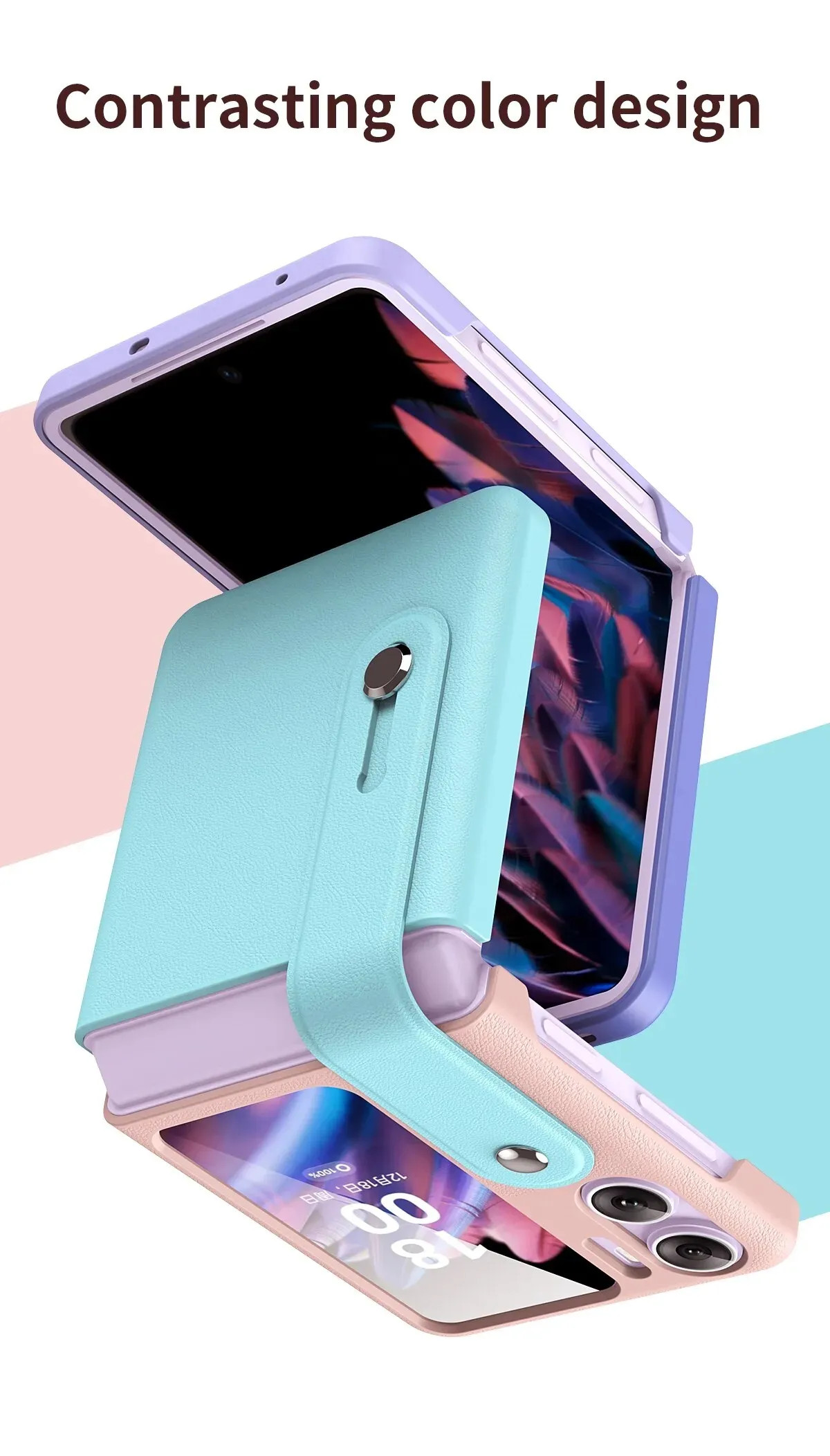 Ốp lưng silicon chống sốc kèm đai đeo chống rơi rớt cho Oppo Find N2 FLIP hiệu HOTCASE Wristband Stand Phone Case