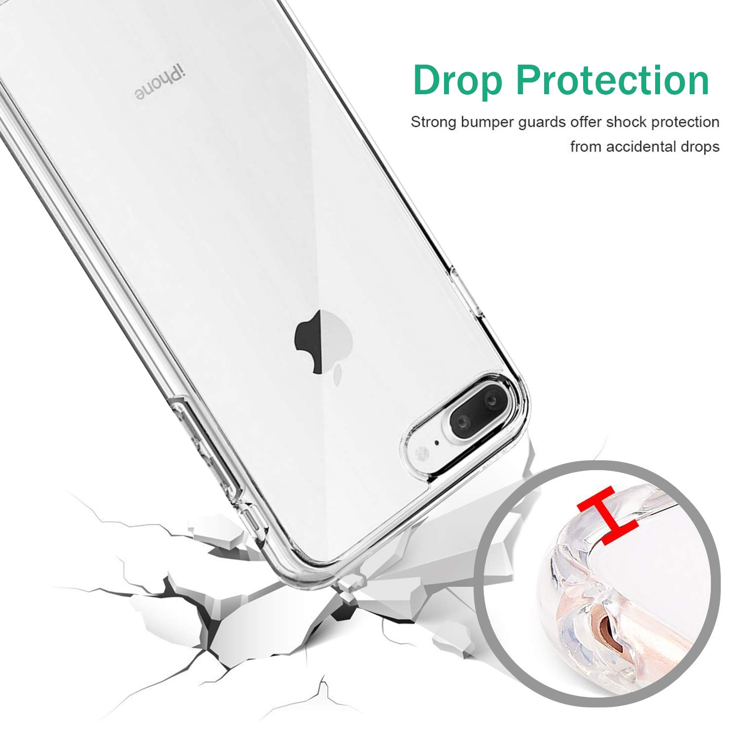 Ốp lưng chống sốc trong suốt cho iPhone 7 Plus / iPhone 8 Plus hiệu Likgus Crashproof