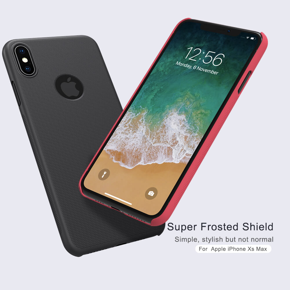 Ốp Lưng Sần chống sốc (hở Logo) cho iPhone X - iPhone Xs - iPhone Xs Max hiệu Nillkin Super Frosted Shield