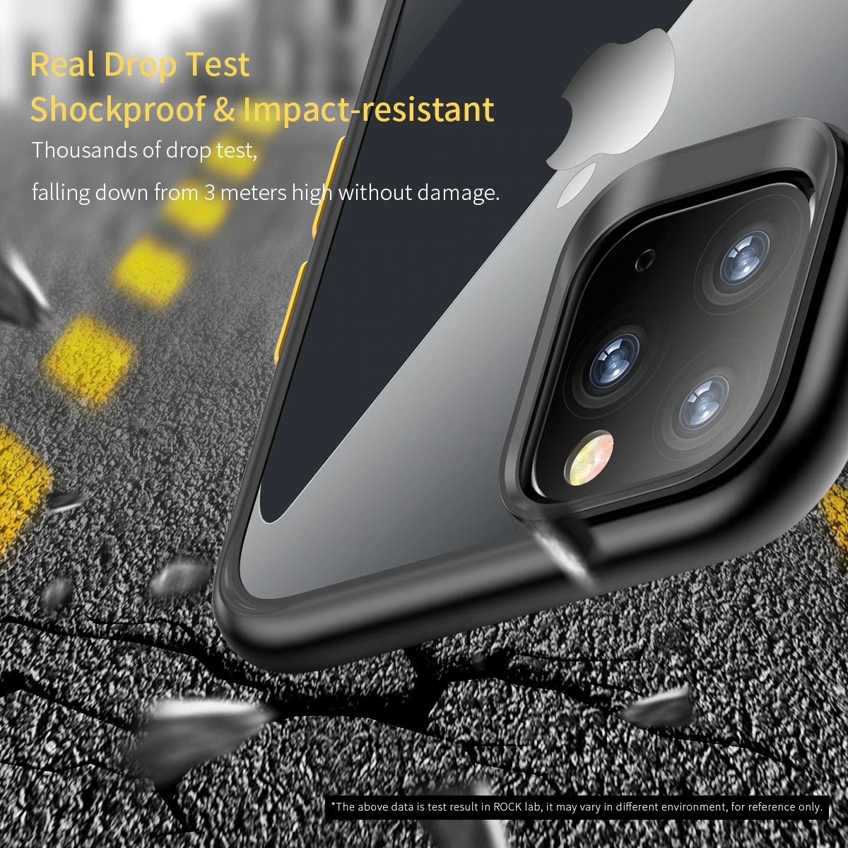 Ốp lưng silicon chống sốc trong suốt viền màu cho iPhone 11 Pro - 11 Pro Max  Hiệu Rock Guard Pro