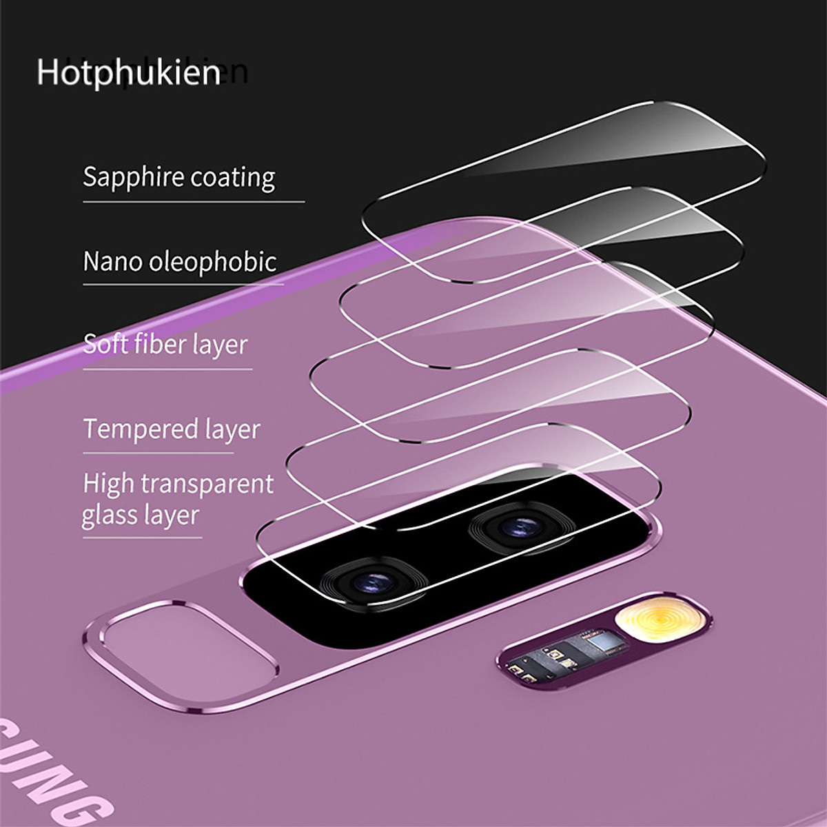 Miếng dán kính cường lực camera cho Samsung Galaxy S9 Plus hiệu Benks