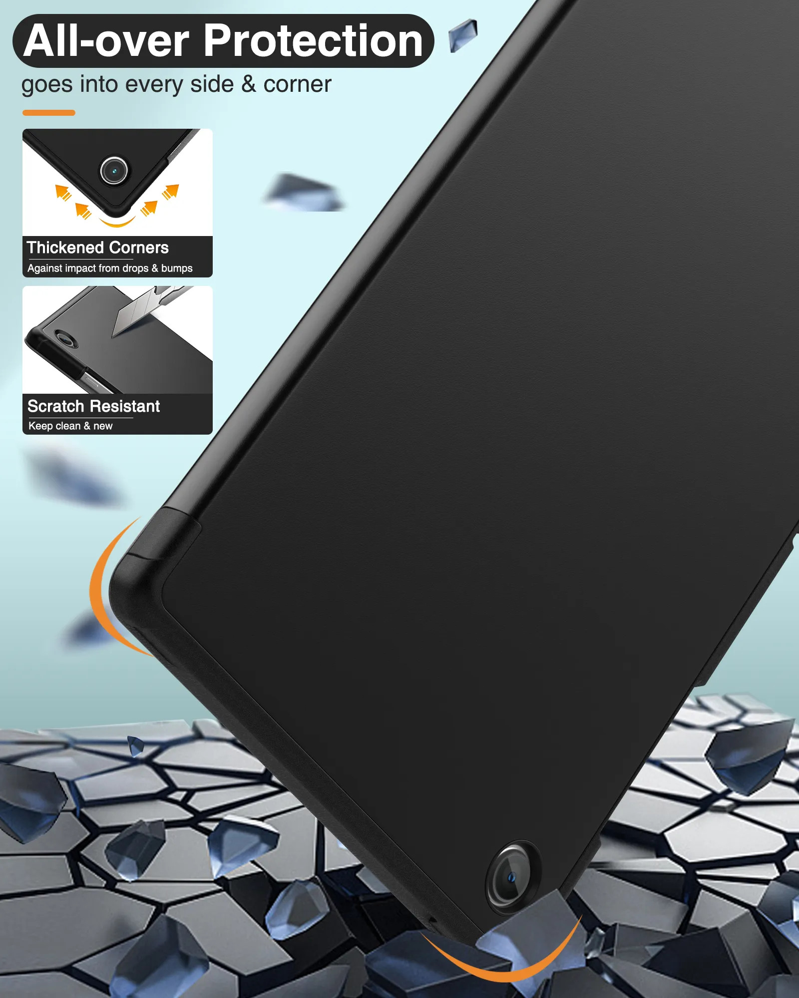 Bao da chống sốc cho Samsung Galaxy Tab A8 10.5 inch 2022 (SM-X200 / X205 / X207) hiệu HOTCASE thiết kế siêu mỏng hỗ trợ Smartsleep, gập nhiều tư thế, mặt da siêu mịn