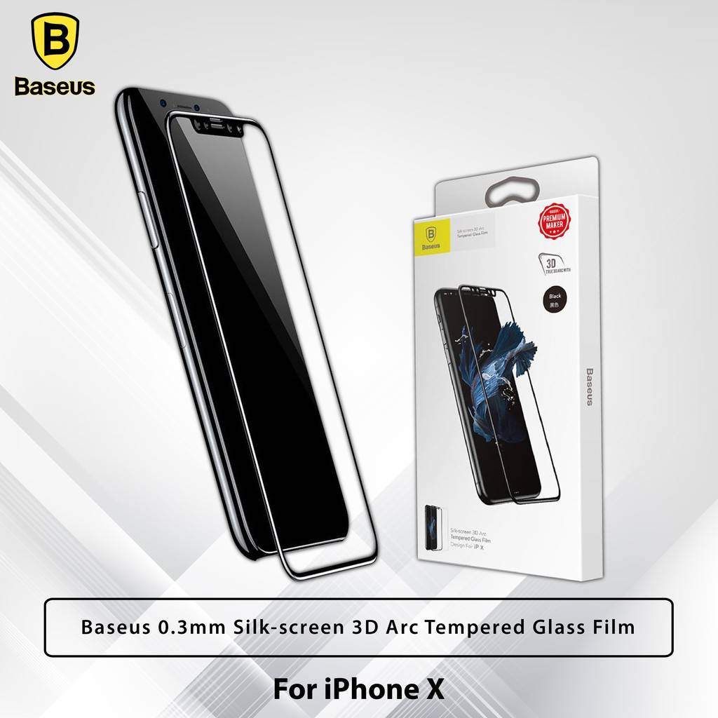 Miếng dán kính cường lực full 3D cho iPhone 11 Pro - iPhone X - iPhone Xs mỏng 0.23mm hiệu Baseus Silk-Screen