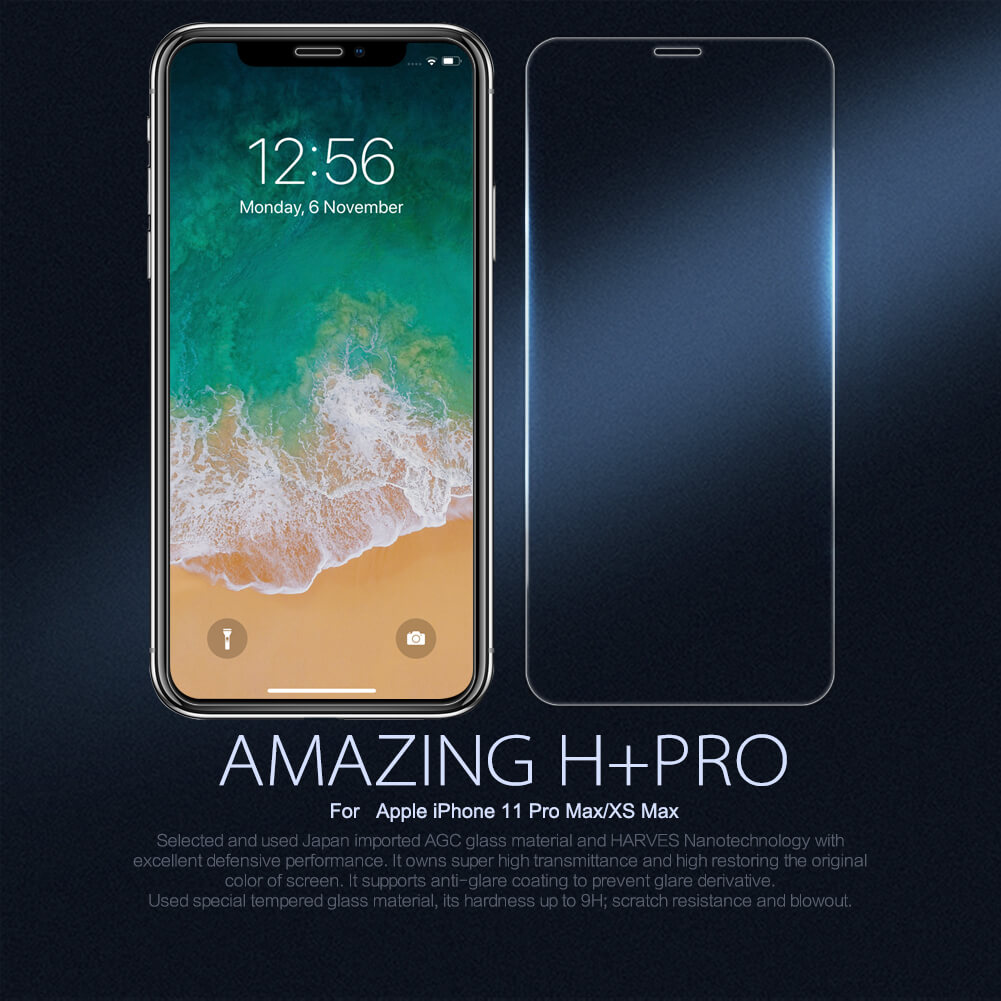 Miếng dán kính cường lực cho iPhone X - Xs - XR - Xs Max - iPhone 11 - 11 Pro - 11 Pro Max hiệu Nillkin Amazing H+ Pro