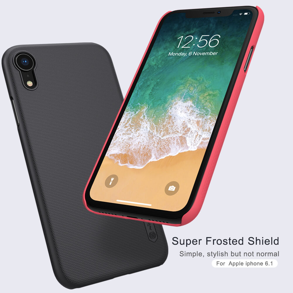 Ốp Lưng Sần chống sốc cho iPhone XR hiệu Nillkin Super Frosted Shield (tặng kèm giá đỡ hoặc miếng dán từ tính)