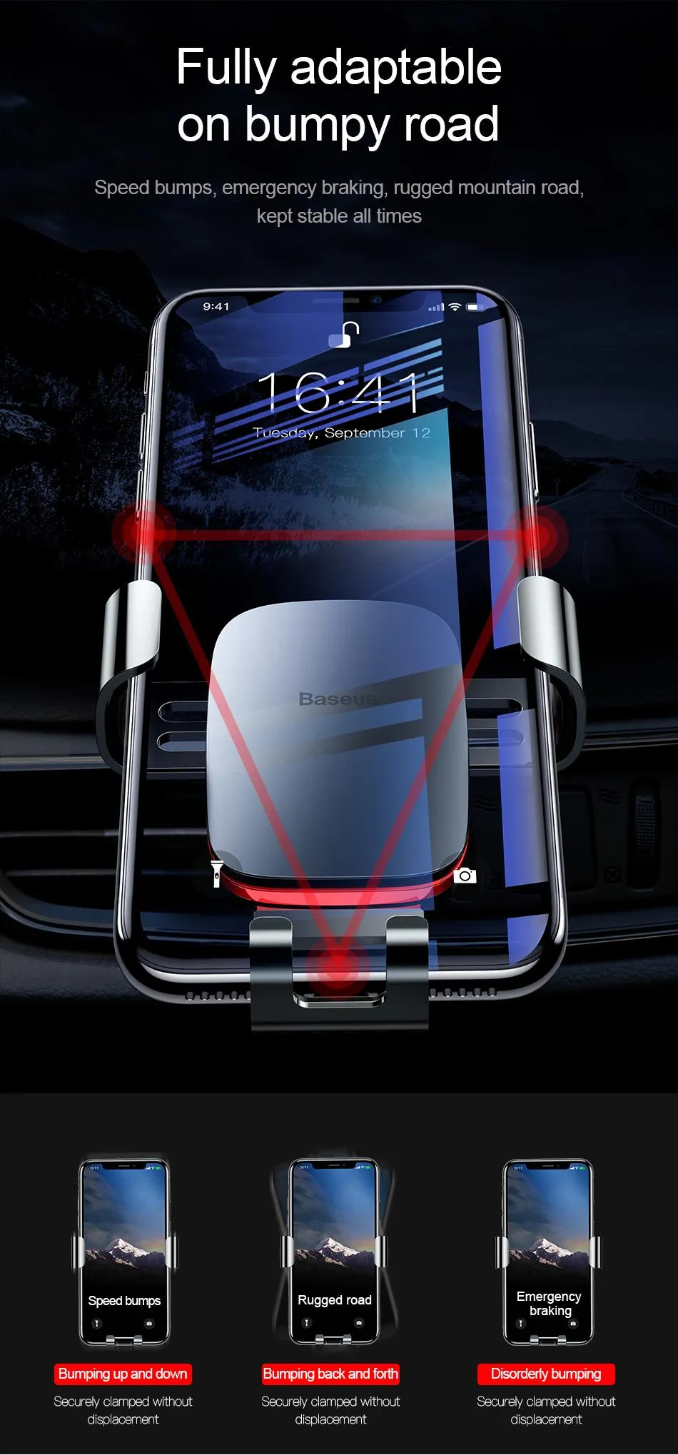 Giá đỡ điện thoại khóa tự động cho xe hơi Baseus Universal Car