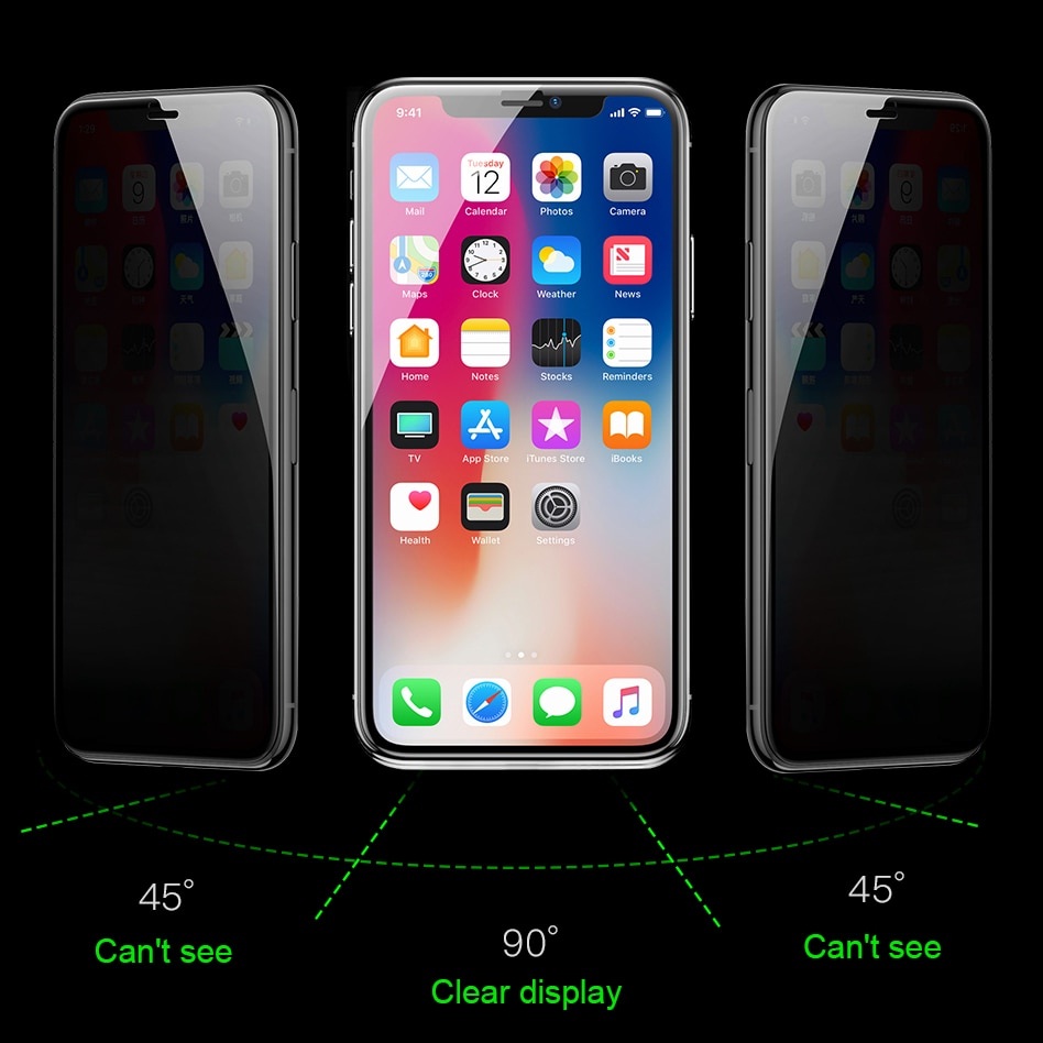 Miếng dán kính cường lực chống nhìn trộm cho iPhone 11 - 11 Pro  - 11 Pro Max - iPhone X - Xs - Xs Max - XR hiệu Baseus