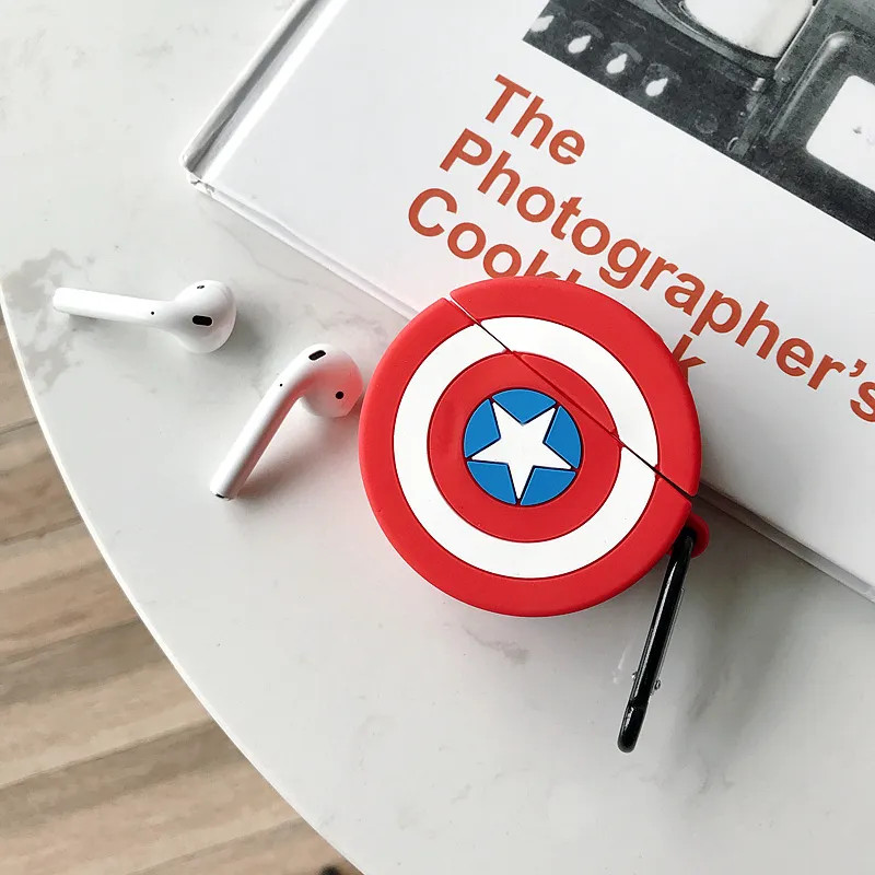 Bao case silicon cho tai nghe Apple Airpods 1 / 2 kiểu dáng Captain American's Shiled (chống vân tay, chống bám bẩn, vật liệu cao cấp)