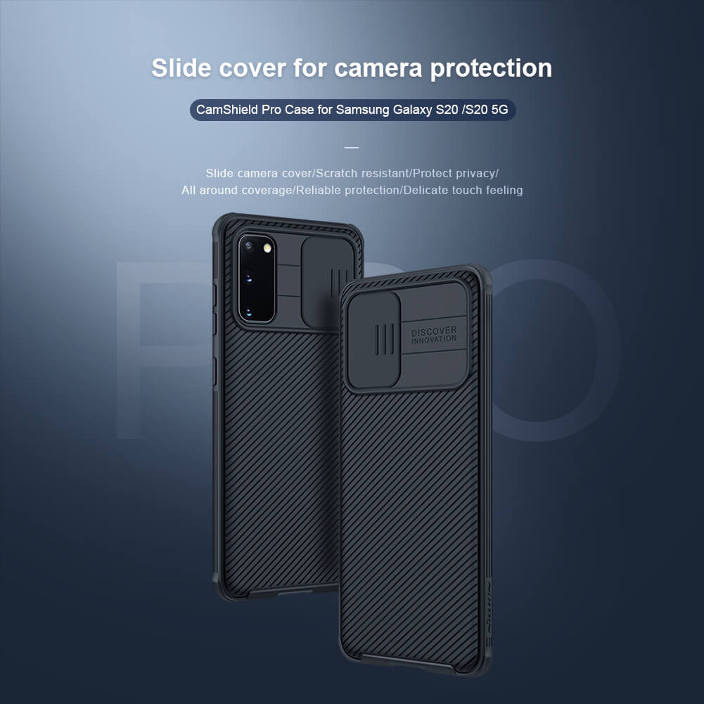 Ốp lưng chống sốc trang bị nắp bảo vệ Camera cho Samsung Galaxy S20 hiệu Nillkin Camshield