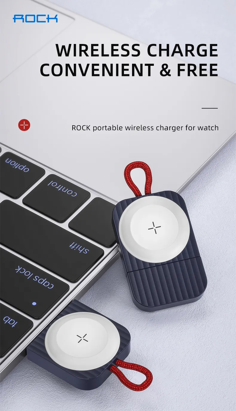 Đế Sạc mini di động chuẩn Qi 2.5W dành cho Apple Watch 1 / 2 / 3 / 4 / 5 / 6 / SE hiệu Rock W26