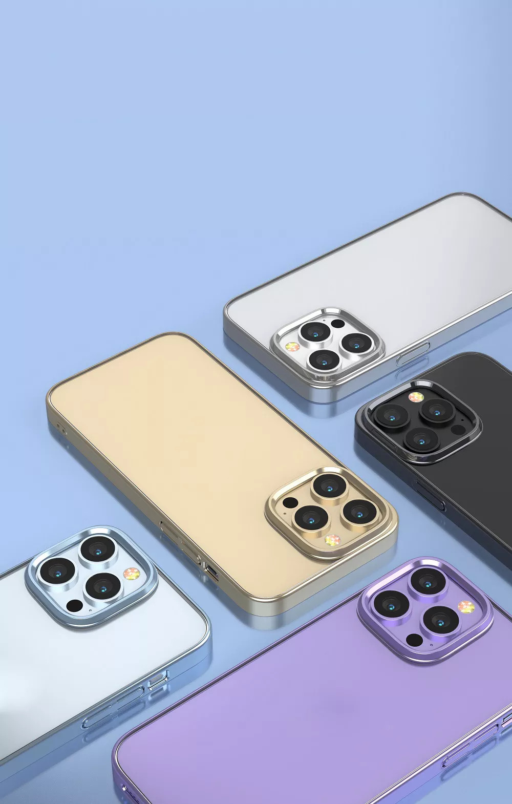 Ốp lưng chống sốc viền màu mạ crom cho iPhone 14 Pro Max (6.7 inch) mặt lưng trong suốt Hiệu DEVIA Crystal Series Shockproof Case