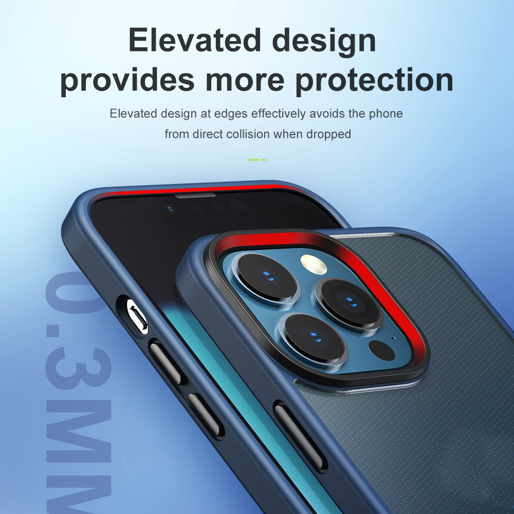Ốp lưng chống sốc viền cao su cho iPhone 14 Pro Max mặt lưng trong suốt Hiệu Rock hybrid tective Case