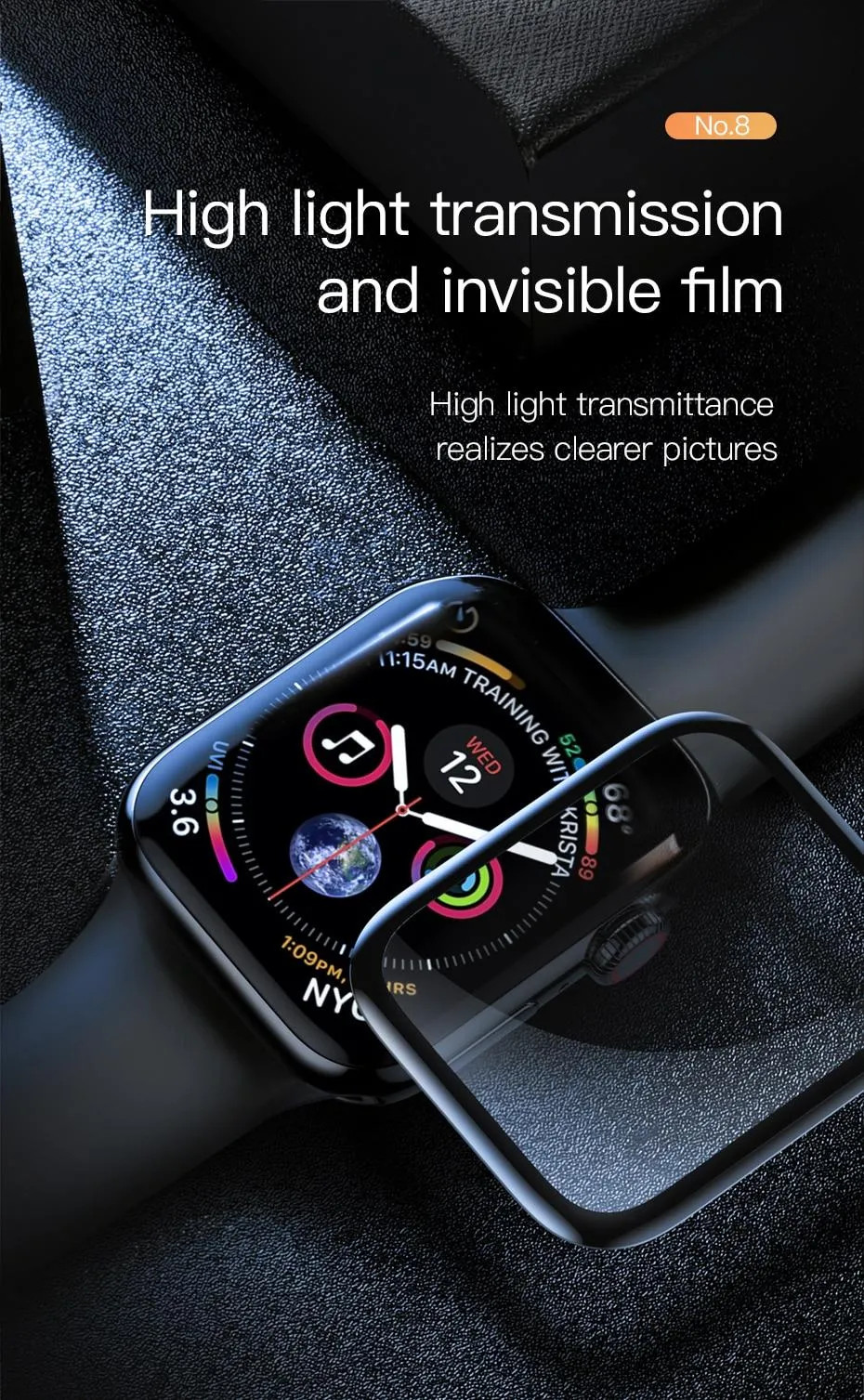 Miếng dán kính cường lực Full 3D cho Apple Watch 44mm Mocolo
