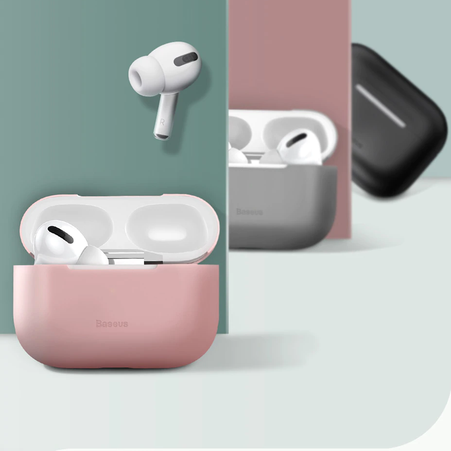 Bao case chống sốc silicon siêu mỏng cho tai nghe Apple Airpods Pro hiệu Baseus Super Thin