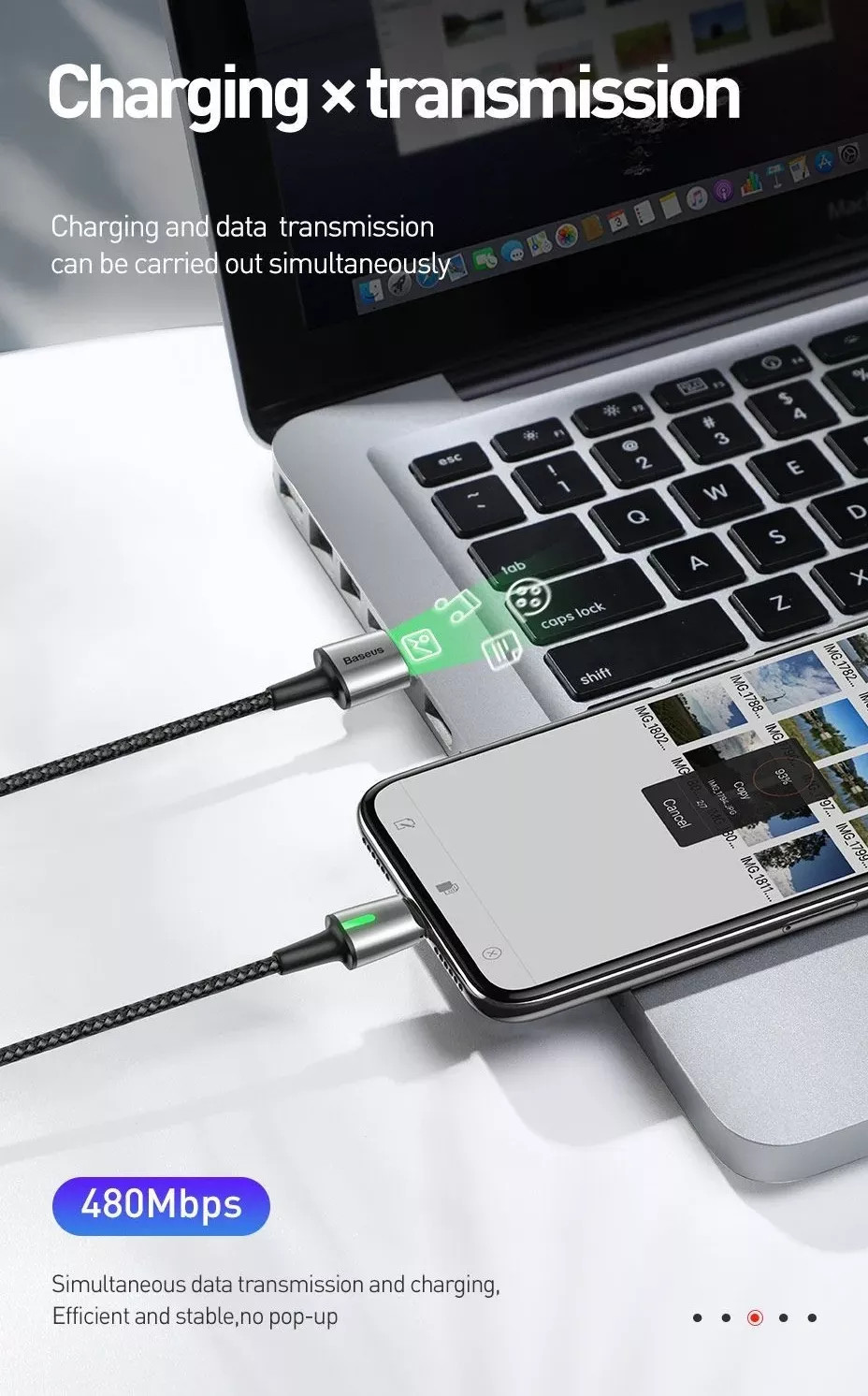 Bộ dây cáp sạc nhanh 3A và 3 đầu sạc từ tính Lightning / Type-C / Micro USB hiệu Baseus Zinc Magnetic Series 2 Cable Kit 