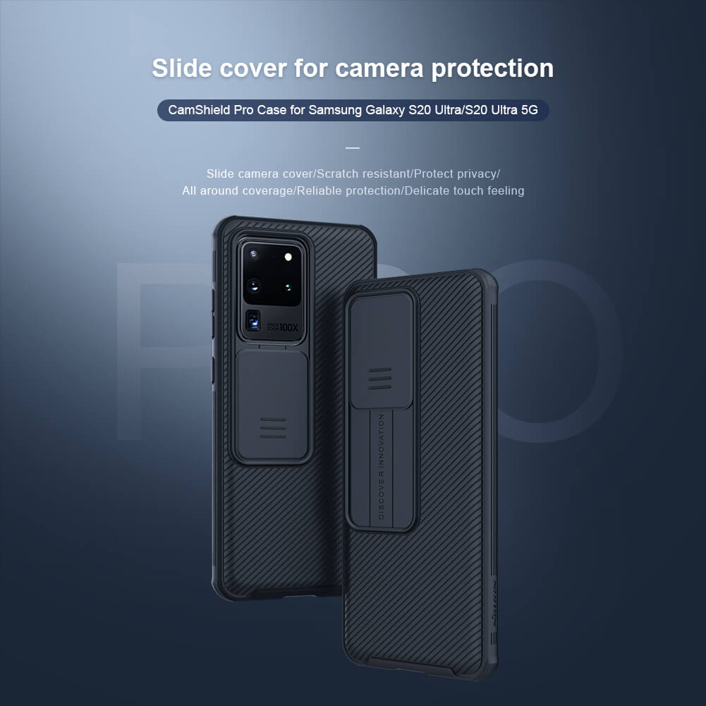 Ốp lưng chống sốc trang bị nắp bảo vệ Camera cho Samsung Galaxy S20 Ultra hiệu Nillkin Camshield