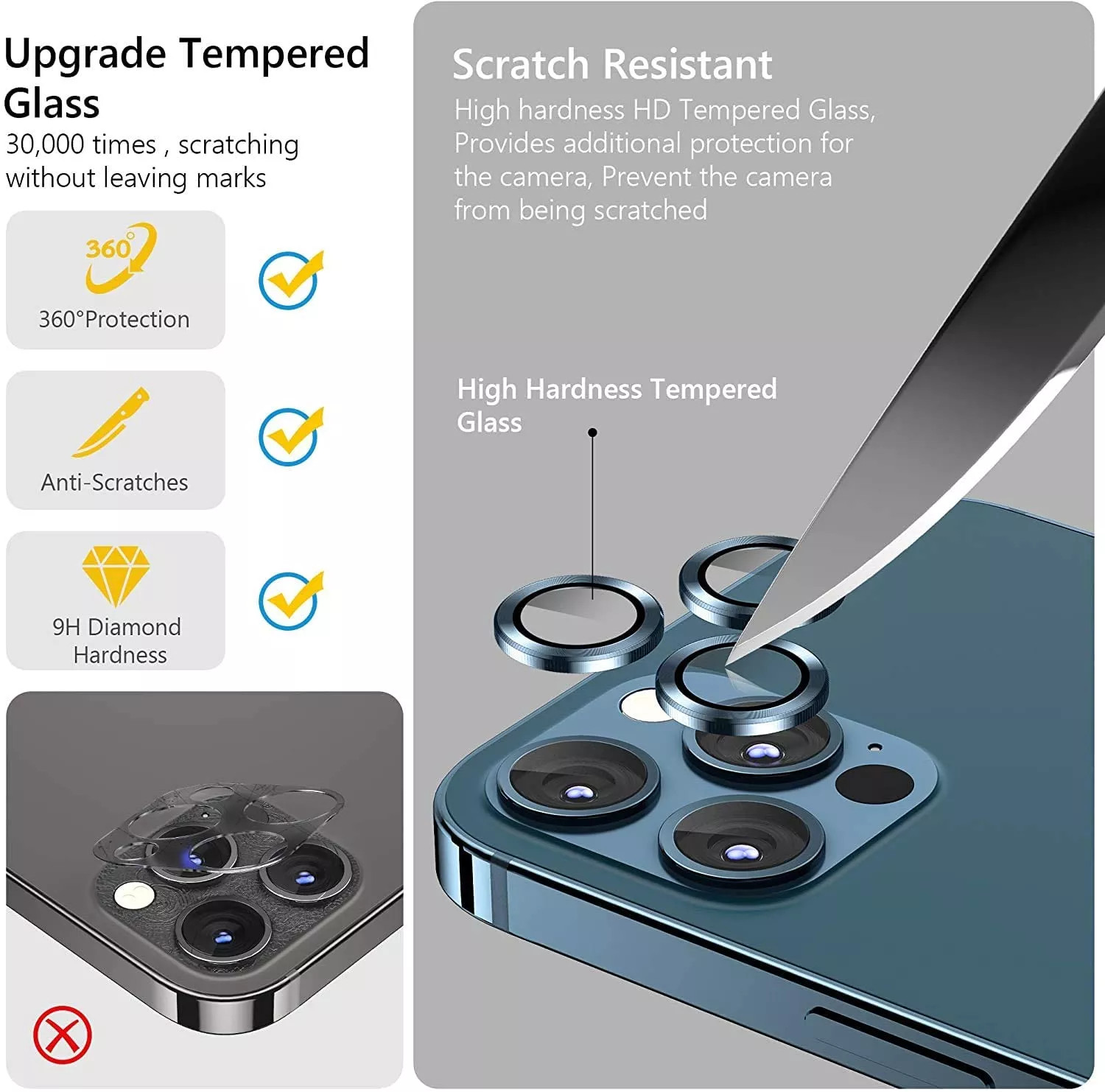 Bộ miếng dán kính cường lực bảo vệ Camera iPhone 13 Pro Max Max hiệu HOTCASE Kuzoom Lens Ring