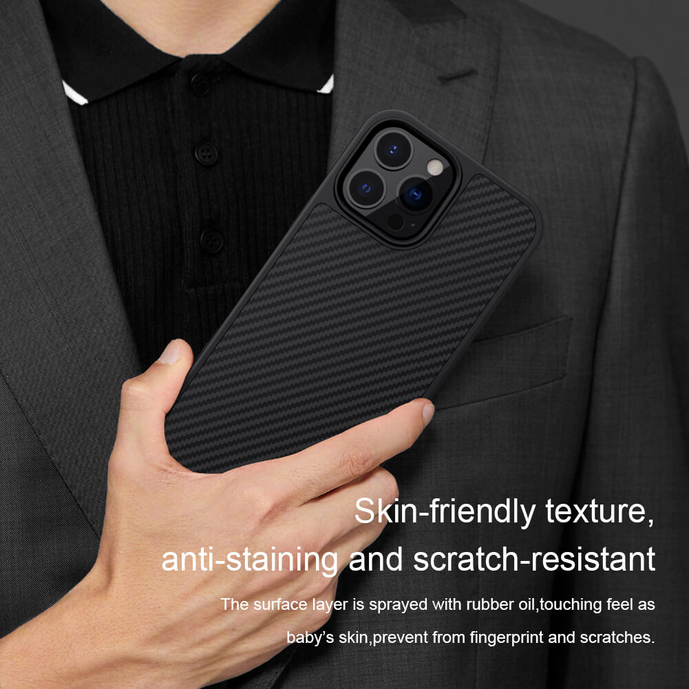 Ốp lưng chống sốc siêu mỏng cho iPhone 13 Pro chất liệu sợi carbon cao cấp hiệu Nillkin Synthetic fiber