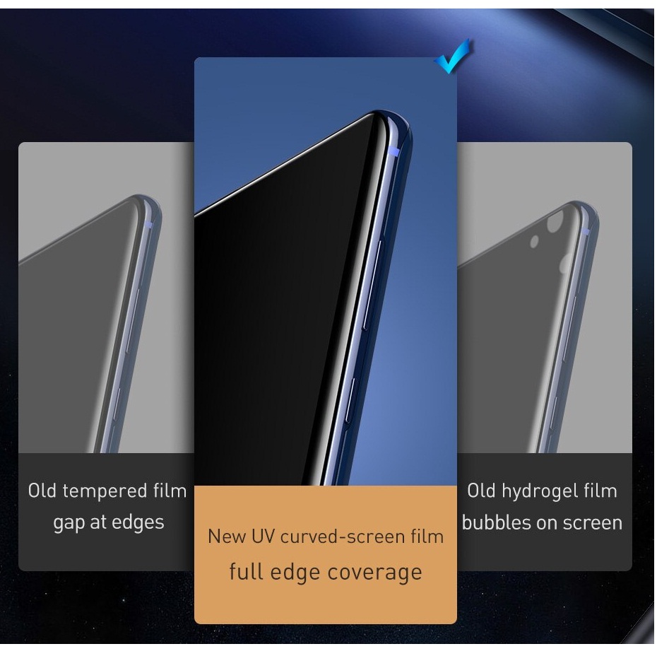 Bộ 2 miếng dán màn hình kính cường lực Full 3D chống tia UV cho Samsung Galaxy S20 - S20 Plus - S20 Ultra hiệu Baseus