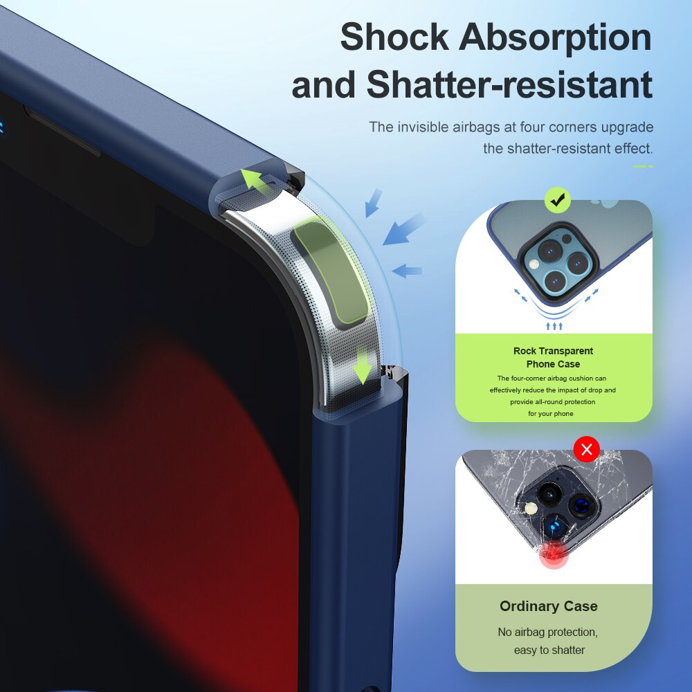 Ốp lưng chống sốc viền cao su cho iPhone 14 Pro mặt lưng trong suốt Hiệu Rock hybrid tective Case