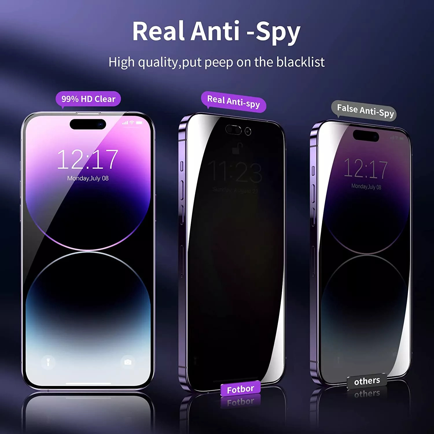 Bộ 2 miếng dán kính cường lực chống nhìn trộm cho iPhone 14 Pro Max (6.7 inch) hiệu Baseus Privacy Protector