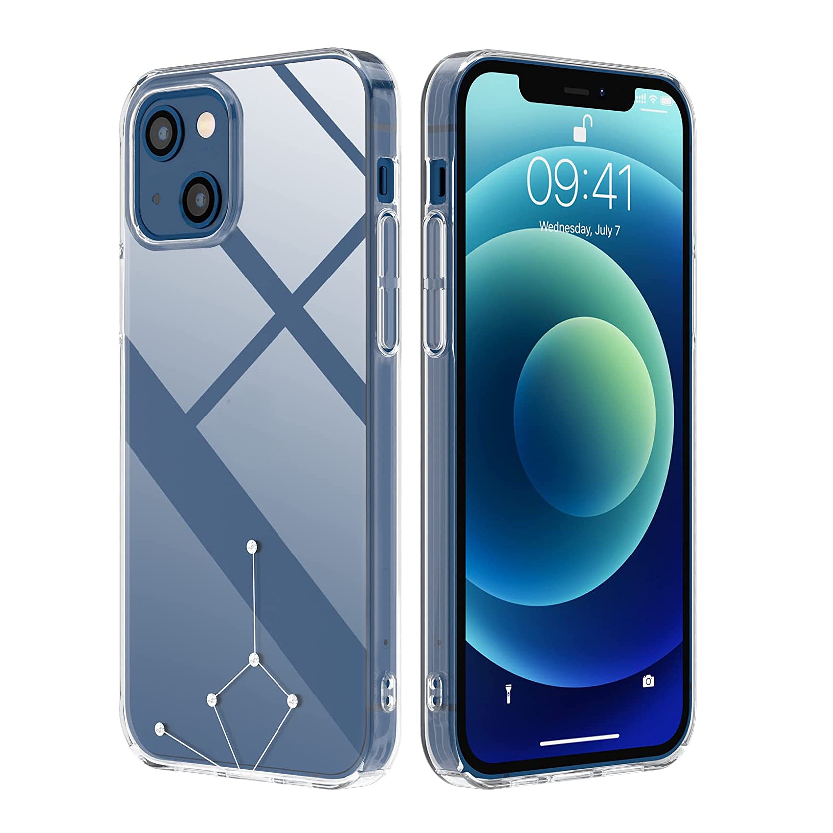 Ốp lưng chống sốc trong suốt đính đá swarovski cho iPhone 13 Pro hiệu Memumi Swarovski Crystal