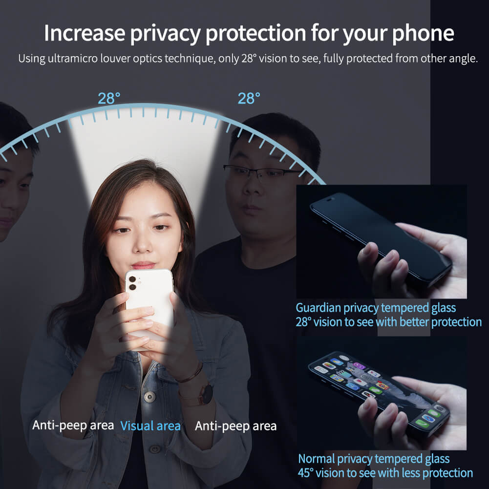 Miếng dán cường lực chống nhìn trộm cho iPhone 14 Pro hiệu Nillkin Amazing Guardian
