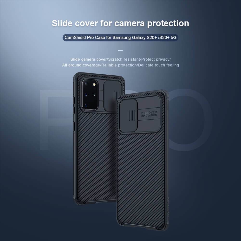 Ốp lưng chống sốc trang bị nắp bảo vệ Camera cho Samsung Galaxy S20 Plus hiệu Nillkin Camshield