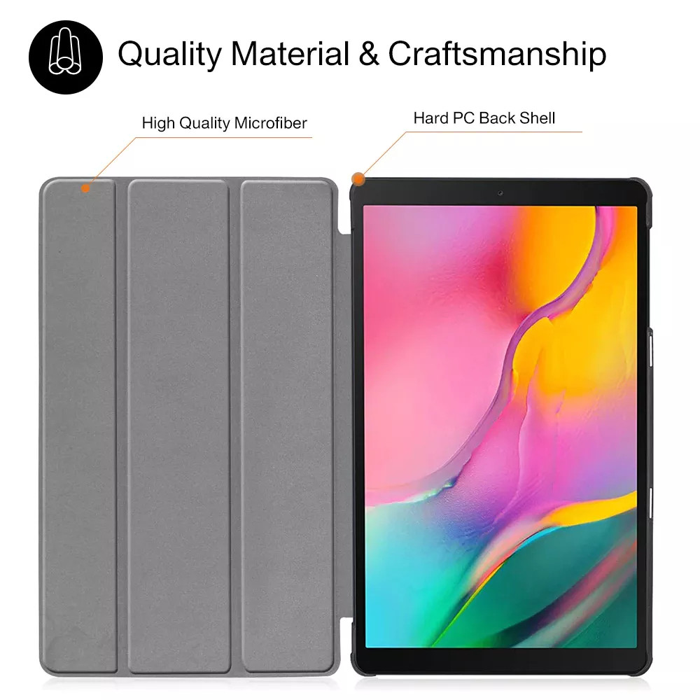 Bao da chống sốc cho Samsung Galaxy Tab A 10.1 inch 2019 (T515 / T510) hiệu HOTCASE thiết kế siêu mỏng hỗ trợ Smartsleep, gập nhiều tư thế, mặt da siêu mịn