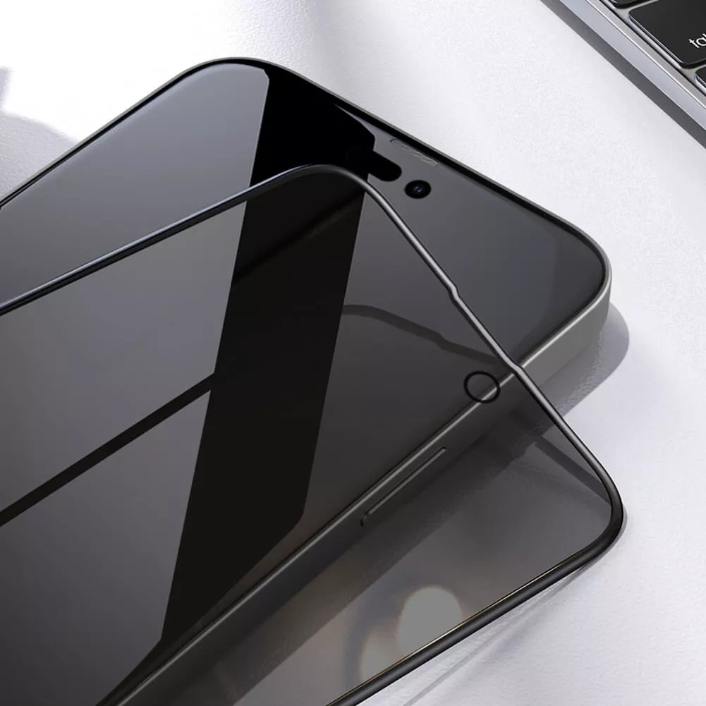 Bộ 2 miếng dán kính cường lực chống nhìn trộm cho iPhone 14 Pro (6.1 inch) hiệu Baseus Privacy Protector