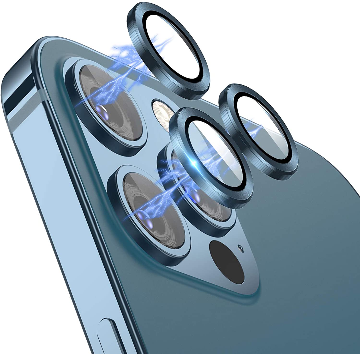 Bộ miếng dán kính cường lực bảo vệ Camera iPhone 13 Pro Max hiệu KUZOOM Lens Ring