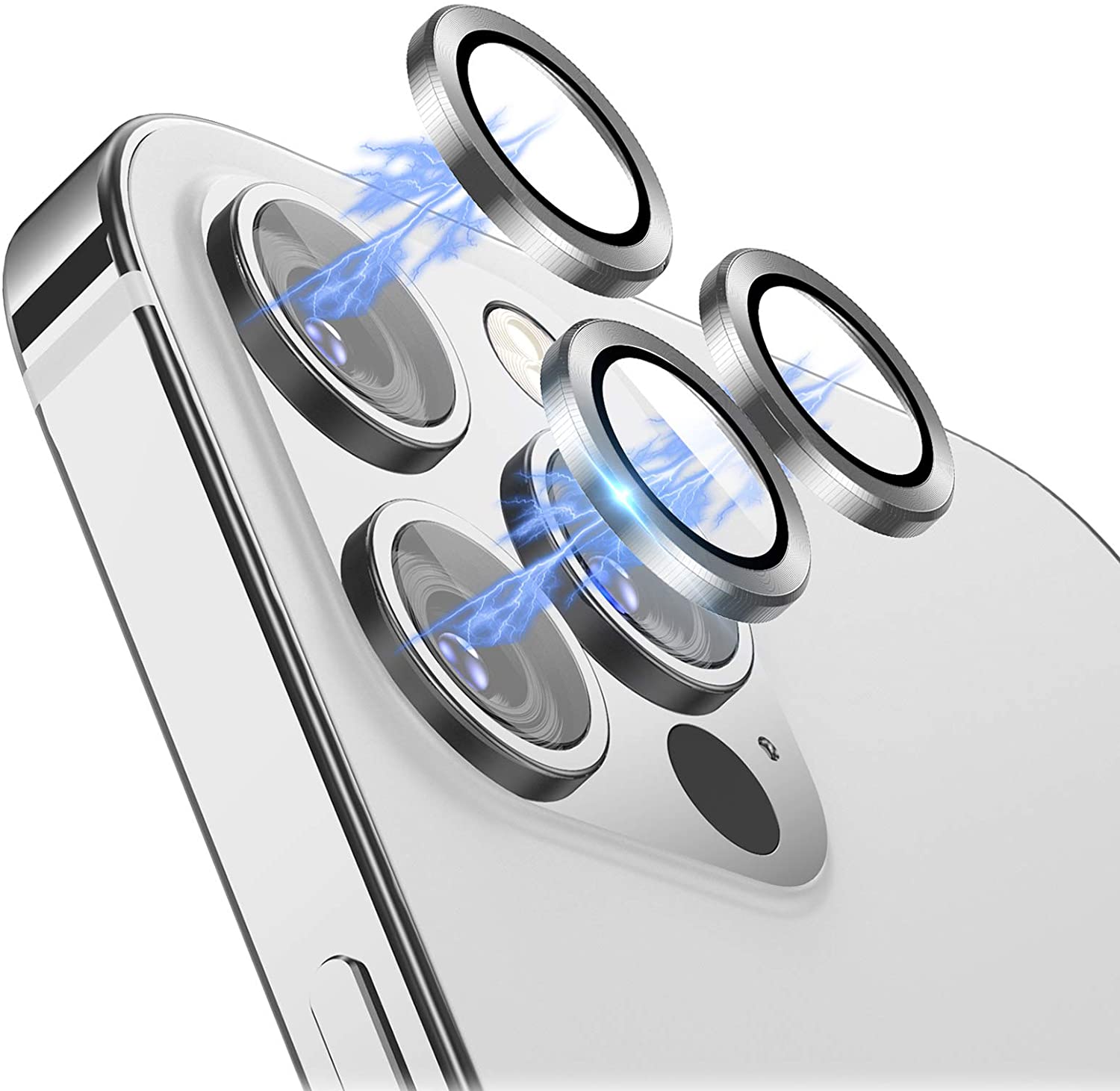 Bộ miếng dán kính cường lực bảo vệ Camera iPhone 13 Pro Max hiệu KUZOOM Lens Ring