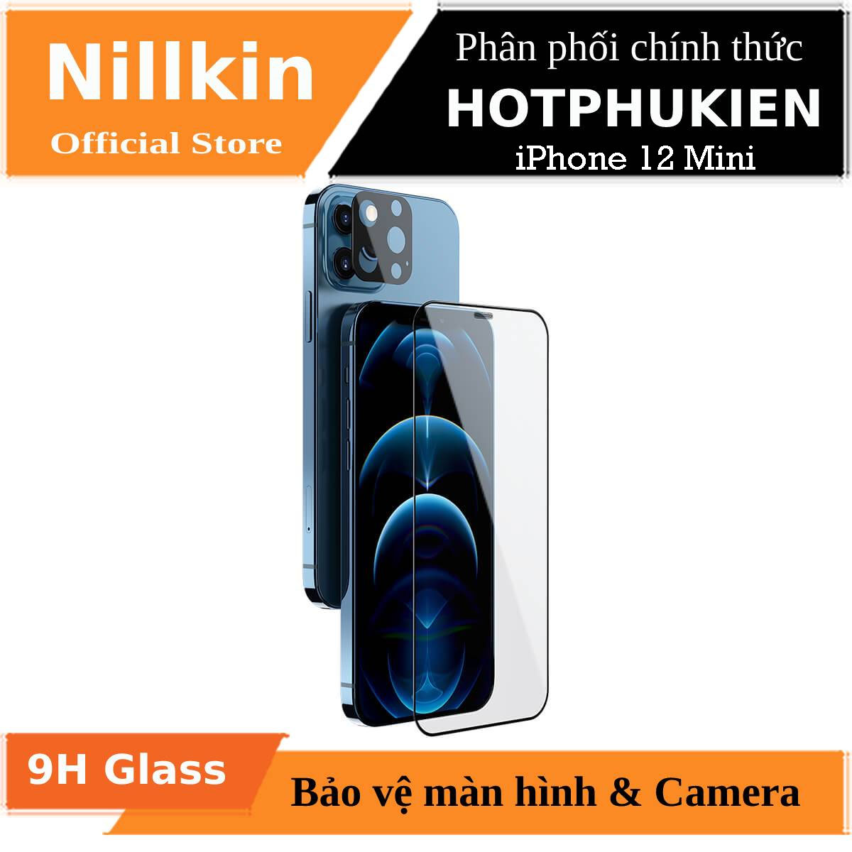 Bộ miếng dán kính cường lực và cường lực bảo vệ Camera cho iPhone 12 Mini (5.4 inch) hiệu Nillkin Invisible Guard