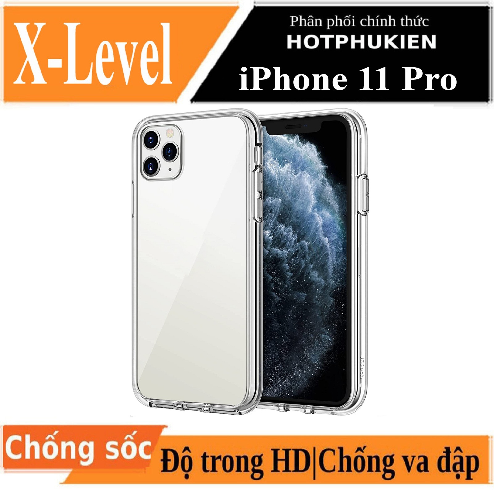 Ốp lưng chống sốc cho iPhone 11 Pro trong suốt siêu mỏng hiệu X-Level Sparkling Series