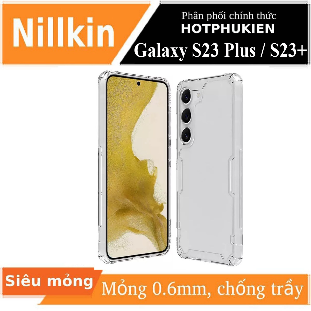 Ốp lưng TPU chống sốc cho Samsung Galaxy S23 Plus hiệu Nillkin Nature TPU Pro Case