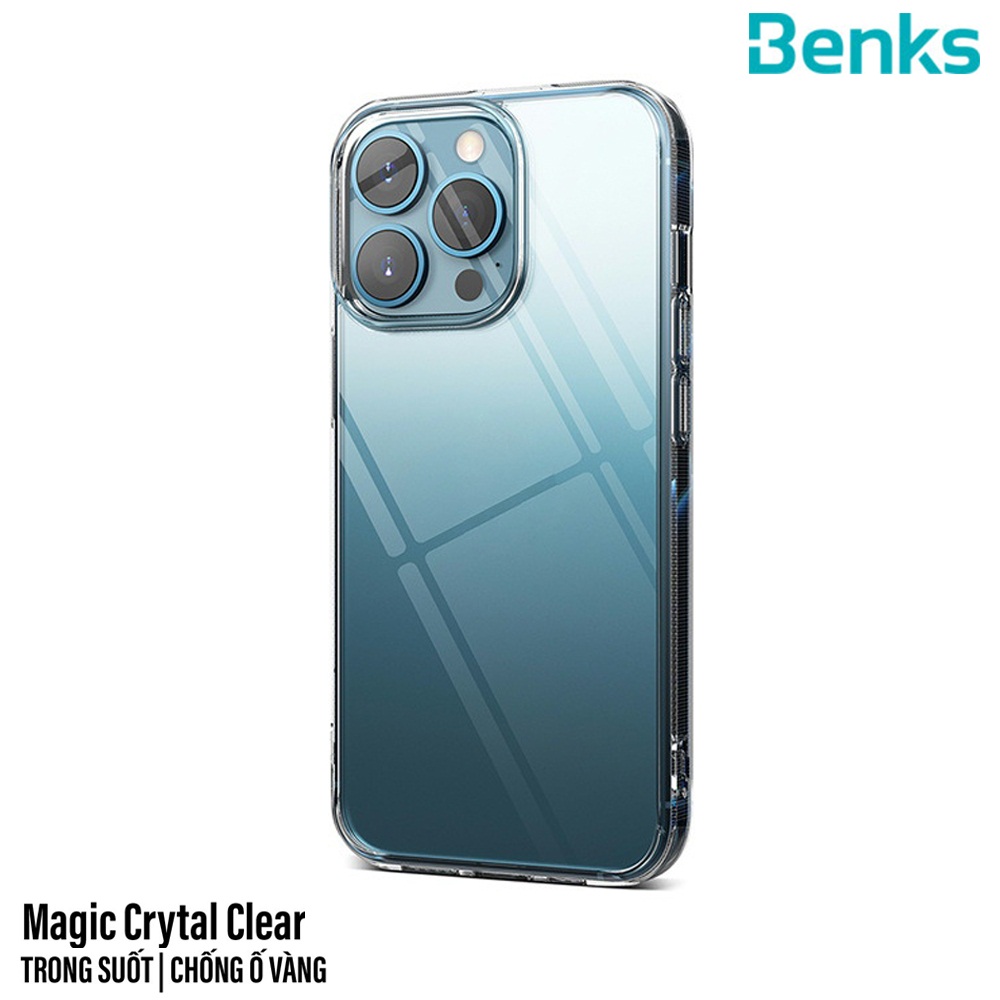 Ốp lưng cho iPhone 12 Pro Max mặt lưng kính viền silicon siêu mỏng 1.7mm  hiệu Benks Magic Crystal