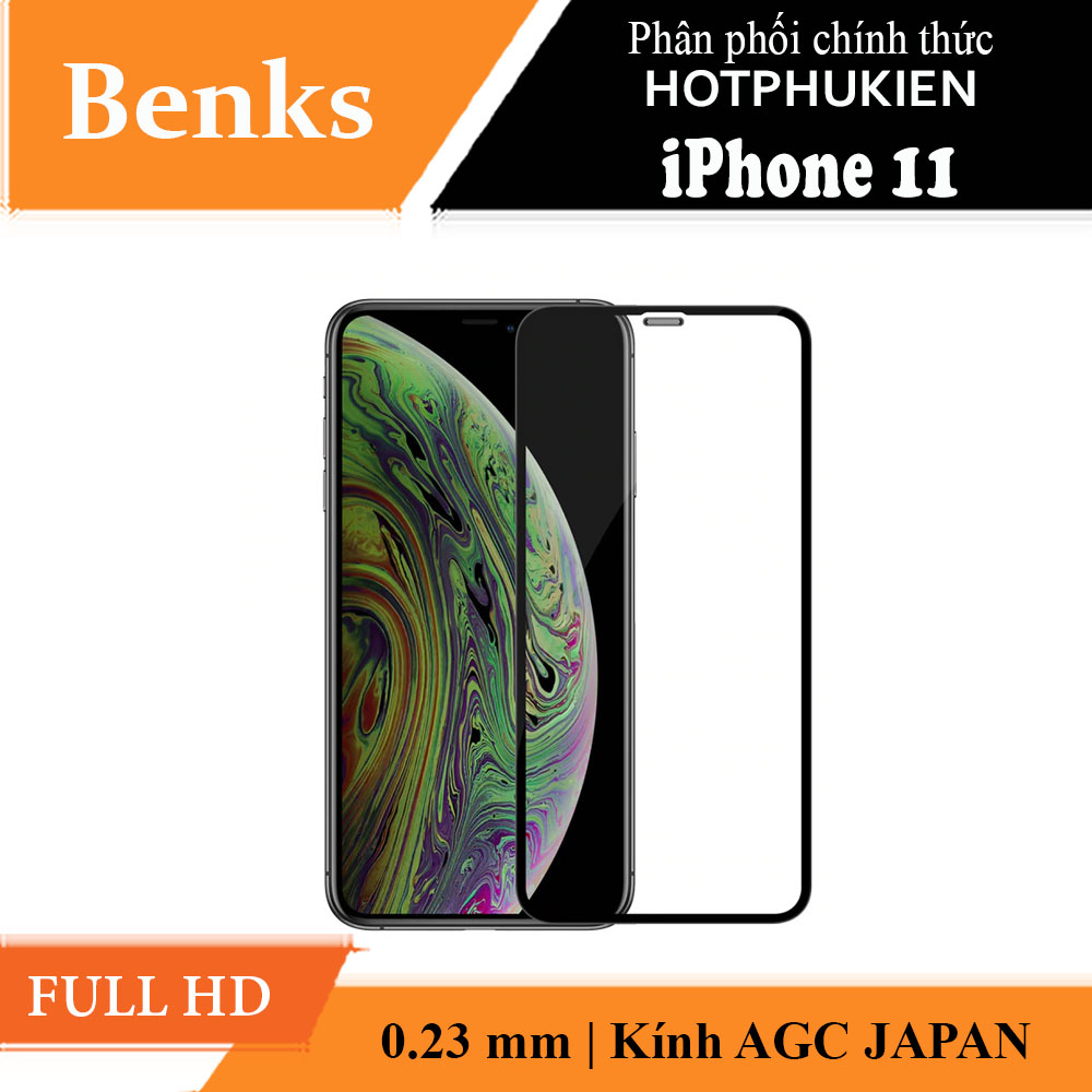 Miếng dán kính cường lực Full 3D cho iPhone 11 hiệu Benks (mỏng 0.23mm Full HD Phủ Nano)