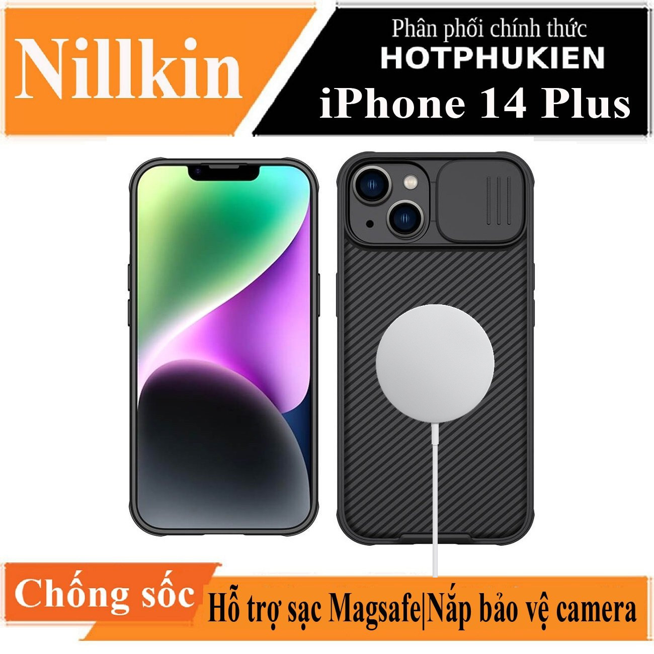 Ốp lưng magsafe cho iPhone 14 Plus (6.7 inch) bảo vệ Camera hiệu Nillkin Camshield Pro