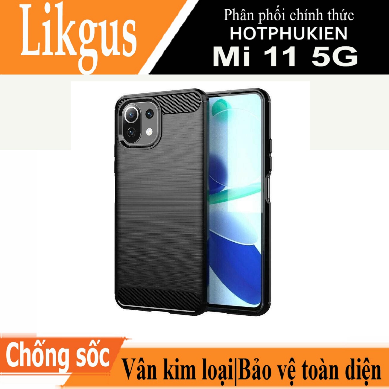 Ốp lưng chống sốc vân kim loại cho Xiaomi Mi 11 5G hiệu Likgus