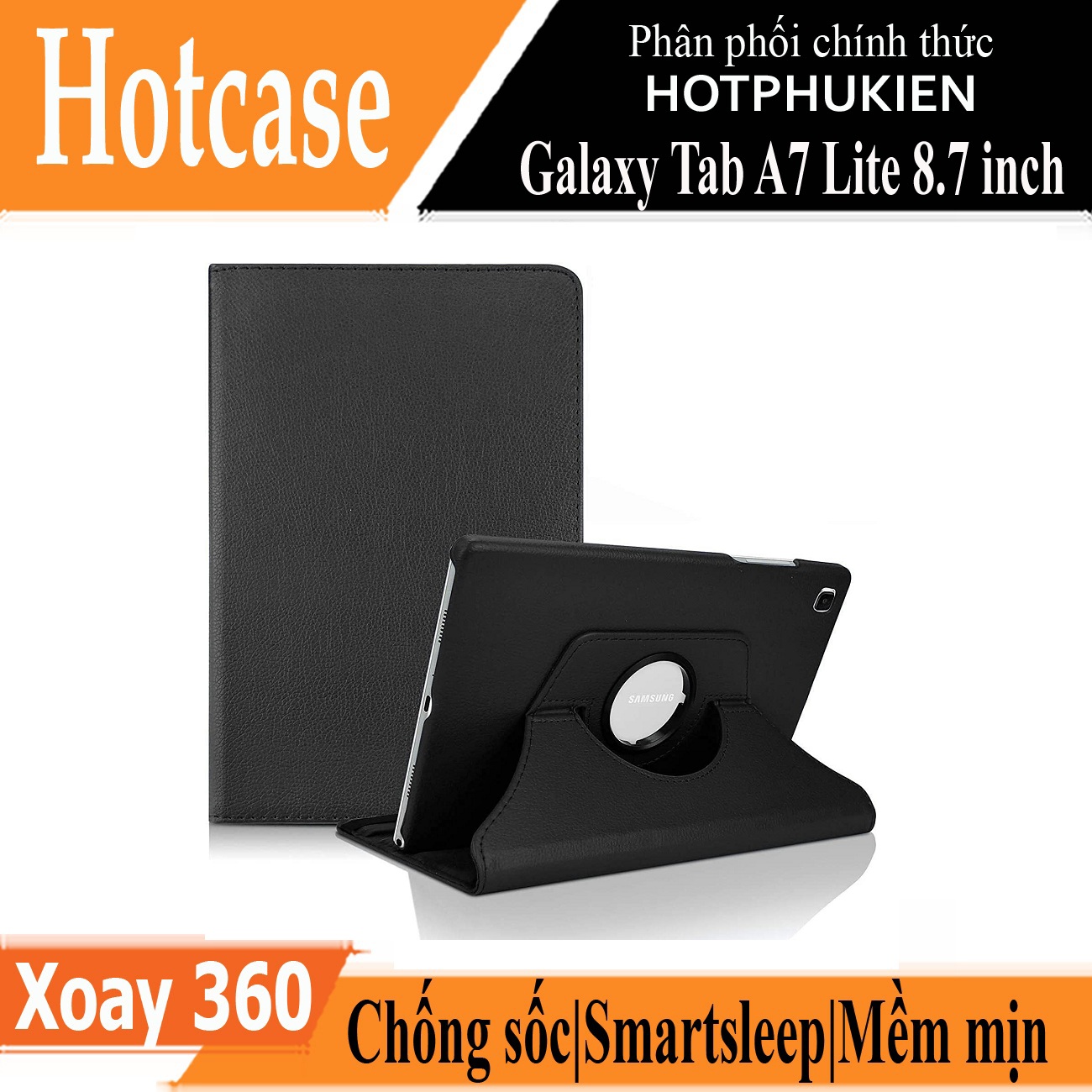 Case bao da Samsung Galaxy Tab A7 Lite 8.7 inch SM-T225 xoay 360 độ chống sốc hiệu HOTCASE