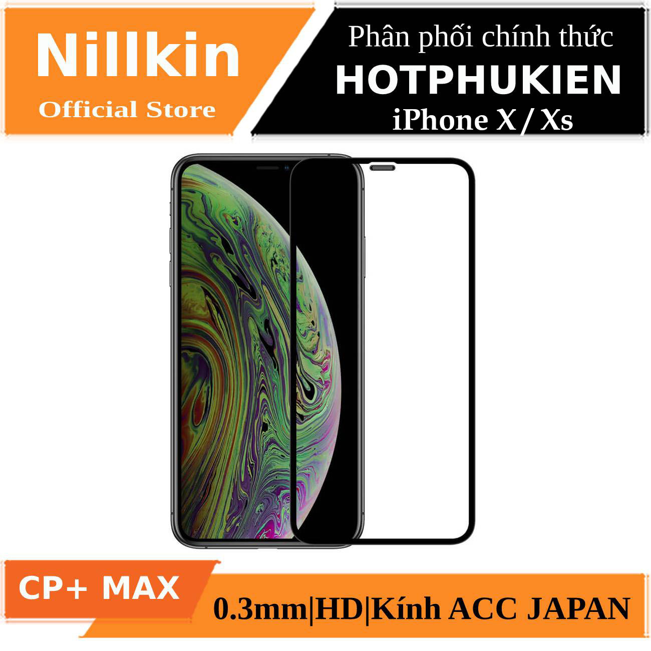 Miếng dán cường lực full 3D cho iPhone X / iPhone Xs hiệu Nillkin CP+ Max