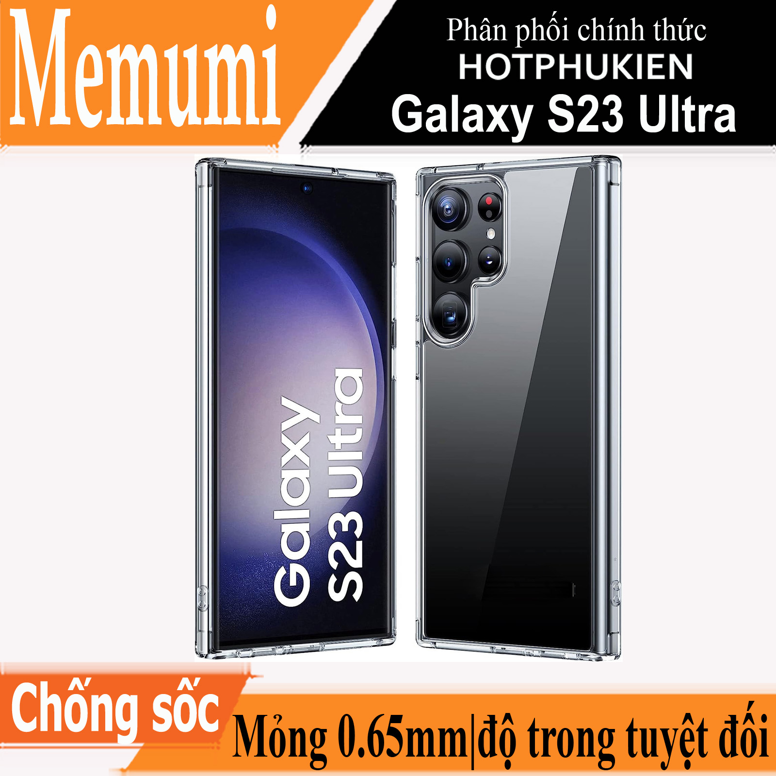 Ốp lưng siêu mỏng 0.65mm cho Samsung Galaxy S23 Ultra hiệu Memumi Crystal Clear Case thiết kế trong suốt với độ trong tuyệt đối, không bị ố vàng theo thời gian, hỗ trợ tản nhiệt siêu tốt