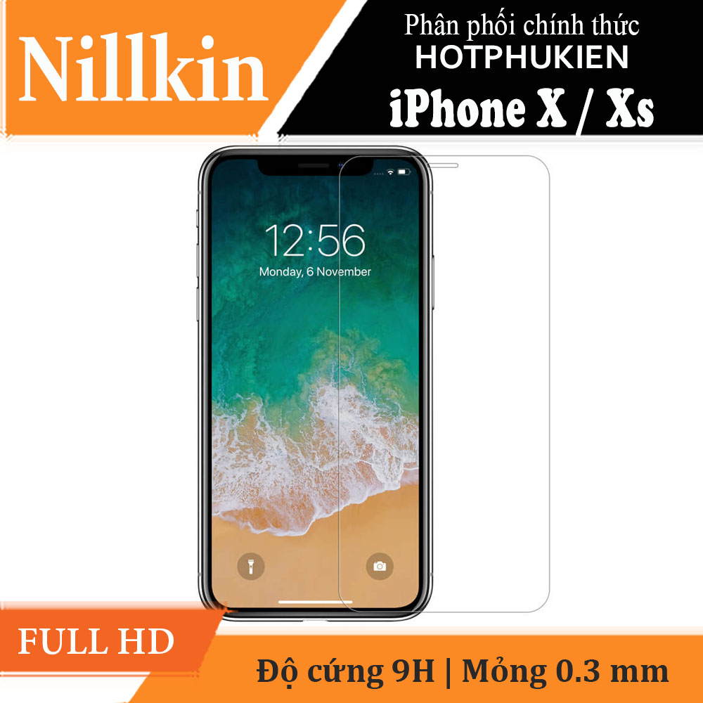 Miếng dán kinh cường lực cho iPhone X / iPhone Xs hiệu Nillkin Amazing H